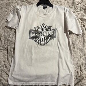 Harley-Davidson White Short Sleeve Tee with Black Logo Shield